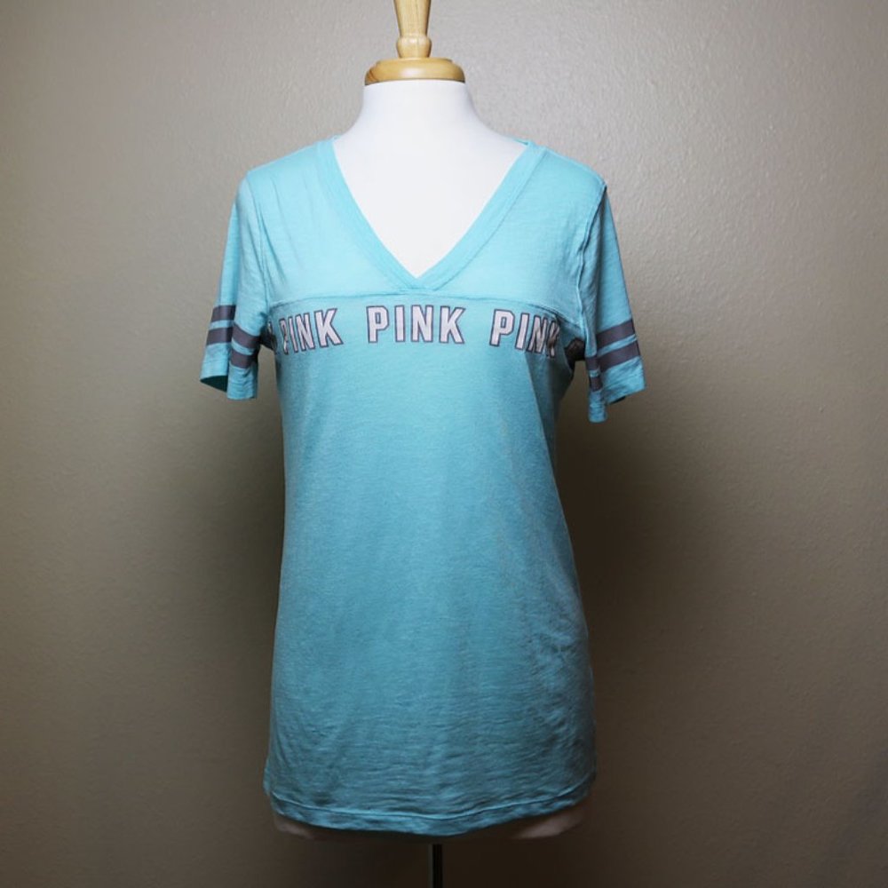 Victoria's Secret Pink Logo Shirt in Aqua